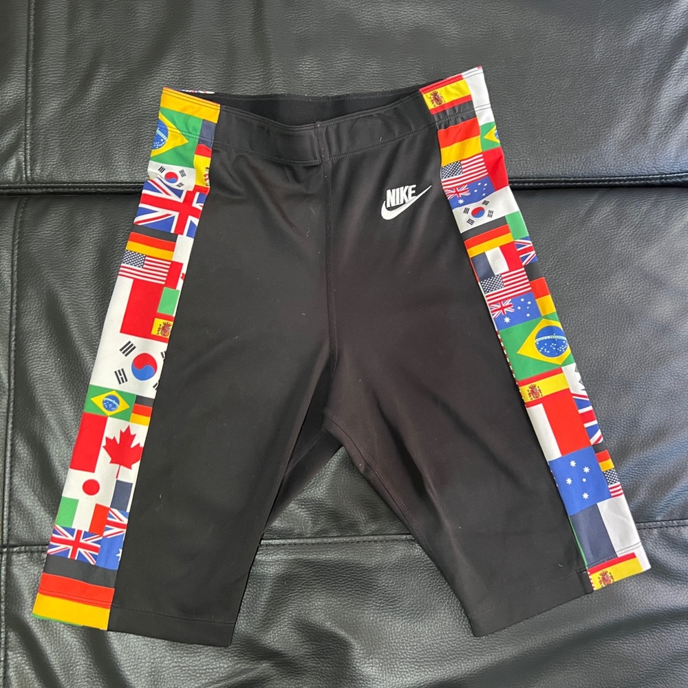 Nike Black Shorts with Flag Pattern